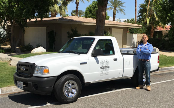 Rick Garcia with his Prestige Electric pickup in Palm Springs, CA